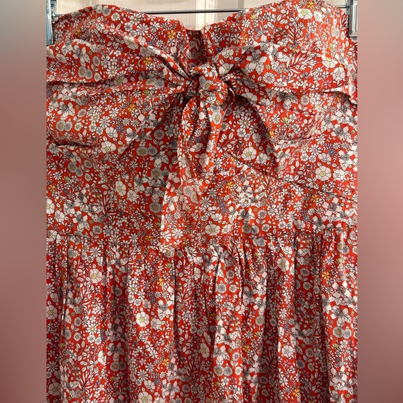 J Crew Liberty of London Tie Front Floral Strapless Midi Dress/Size 8/Never Worn - Picture 4 of 10